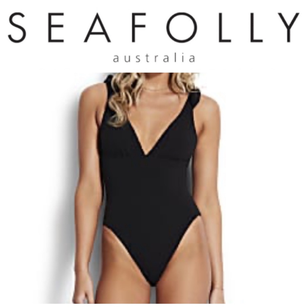NEW Seafolly W Riviera Deep V One Piece Swimsuit